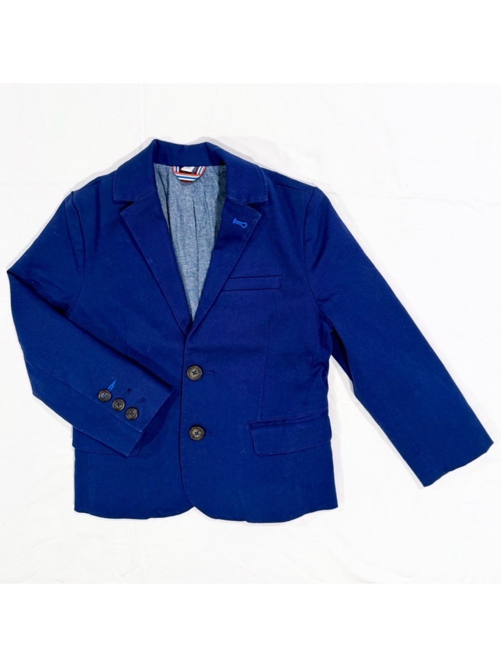Mini Boden Jersey Blazer Boys 4-5 Y Sport Coat Suit Jacket Stretch Cotton Blue
